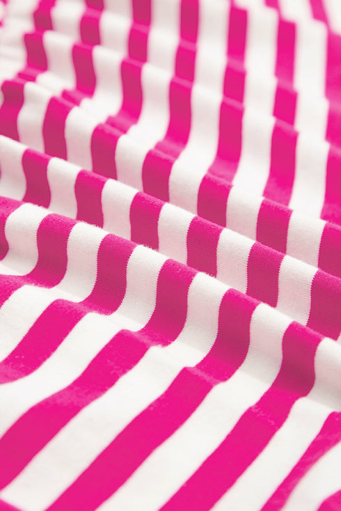 Mixed Stripe Print Sleeveless Tiered Loose Fit Casual Mini Tank Dress
